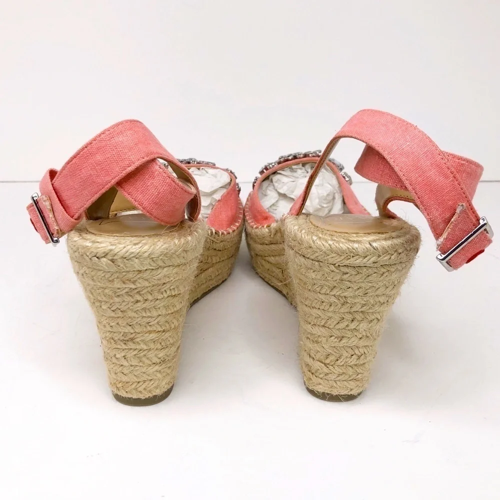 KAARI Blue Chloe espadrille wedge embellished sandal
